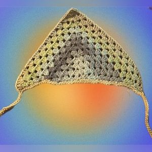 Neutral multi-colored crocheted bandana